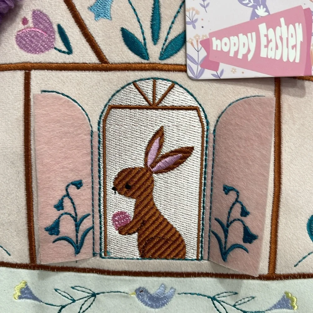 SALE! Purple and Pink Easter Cottage Pillow with Whimsical Design